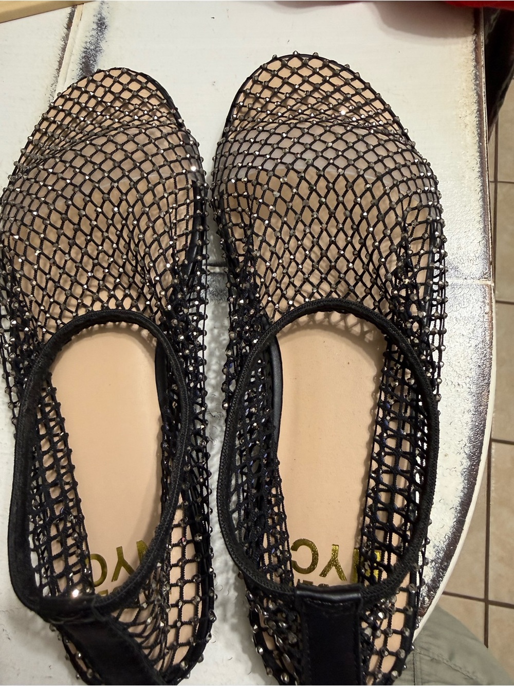 Madden NYC Women's Black Studded
Mesh Flat Shoes size 8.5